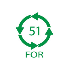 Bio material recycling code 51 FOR. Vector Illustration