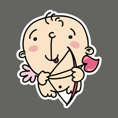 valentine's day car window sticker with cute cupid 