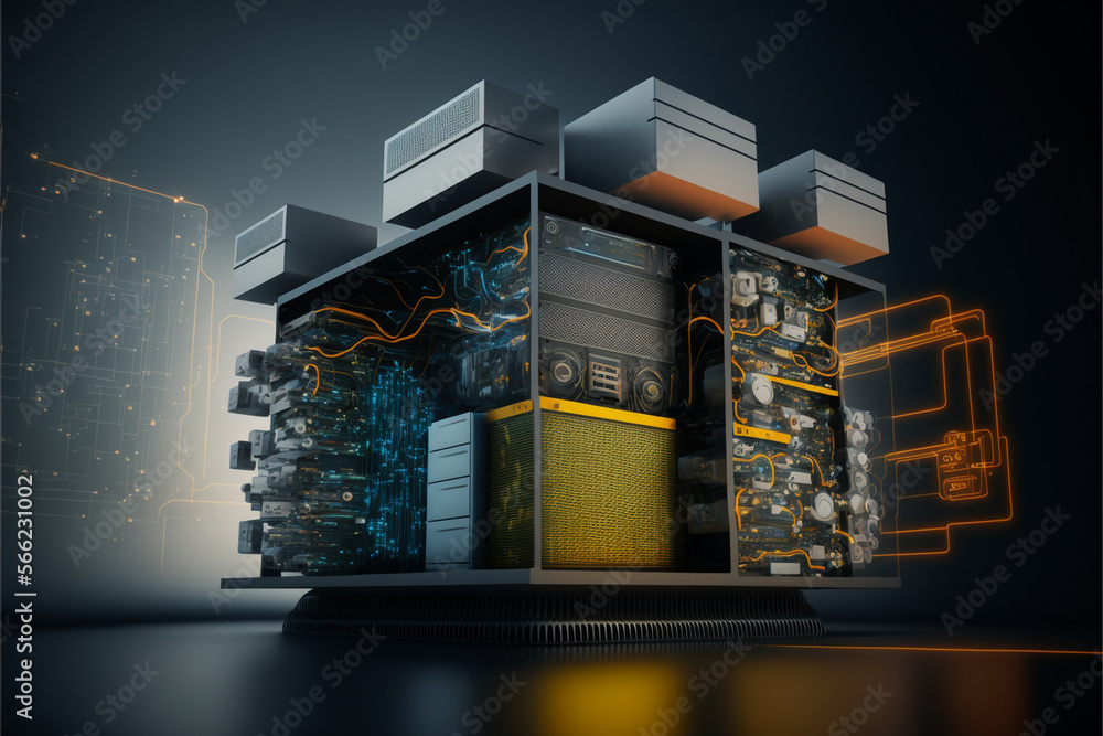 Poster big server virtualization concept, generative ai