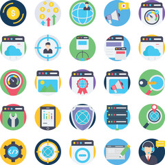 Web And SEO vector icons set, web and SEO icons set, web icons set, SEO icons set, web and SEO symbols, marketing icons set, web and SEO icons collection, Web And SEO Flat icons set