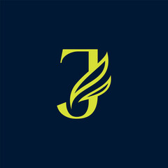 WINGS BEAUTY LOGO DESIGN GOLD LETTER J