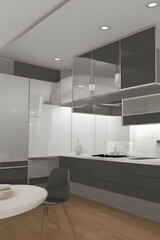 Obraz na płótnie Canvas 3D rendering modern kitchen room - generative ai