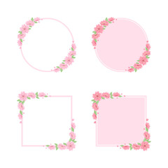 Cherry Blossom Frames Set. Elegant Geometric Borders.