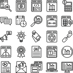 Web And SEO vector icons set, web and SEO icons set, web icons set, SEO icons set, web and SEO symbols, marketing icons set, web and SEO icons collection, Web And SEO outline icons set