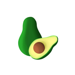 avocado illustration in watercolor style