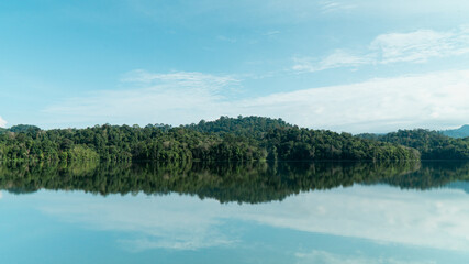 Fototapeta premium Blue Cloudy Lake Mountain