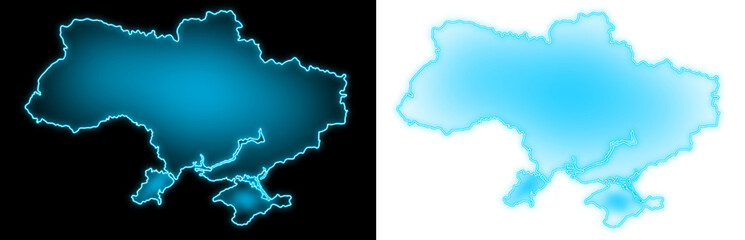 ukraine map blue glow digital futuristic transparent background