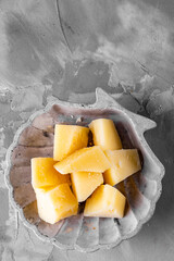 parmesan cheese cubes on plate