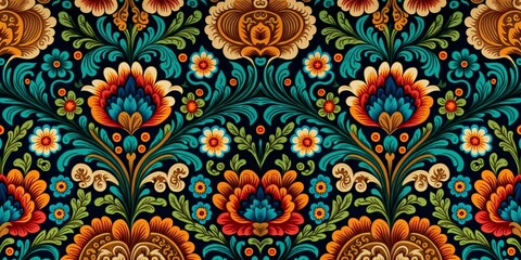 Fototapeta na wymiar Russian floral pattern 