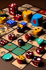 A variety of board game pieces. A background miscellaneous board game pieces - generative ai