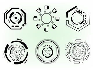 Set of tech gear machinery industrial work technology icon pattern abstract background template vector illustration 