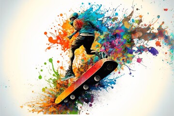 illustrated with skateboard colors