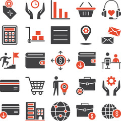 Business Concept icons set, business vector icons set, business management icons, business icons set, marketing icons set, finance icons collection, management icons pack, Business Glyph icons set
