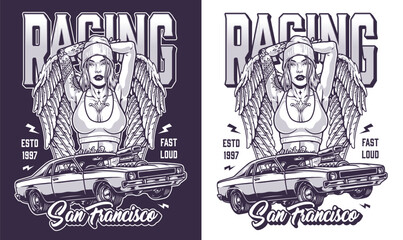 Brave girl racer flyer monochrome