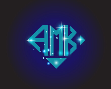 AMK Logo letter monogram with diamond shape design template.	
