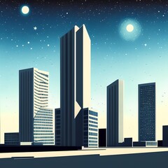 Modern Cityscape During Nighttime, Generative AI Illustration