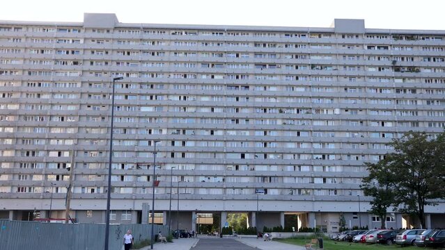 Superjednostka - Superunit, huge block of flats, in Katowice, Poland, 4k video