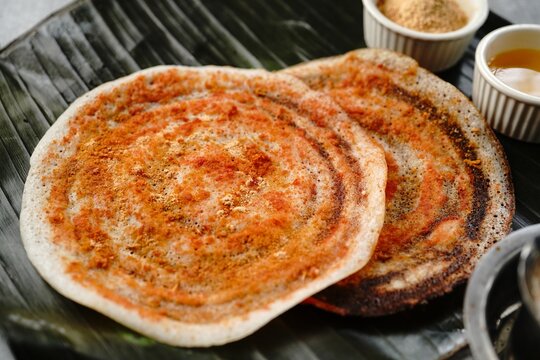 South Indian vegetarian breakfast idli karam podi dosa sambar chutney powder ghee and filter coffee