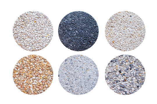 Example of Exposed aggregate concrete with different colored pebbles in close-up, Exposed aggregate on transparent background, wall