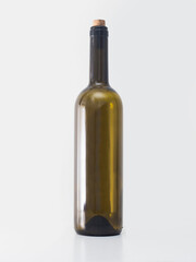 Wine empty green bottle with cork