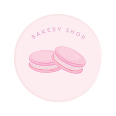 Macarons logo. Round linear logo of macarons pastries store