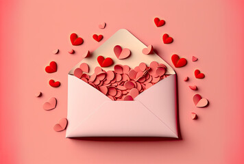 envelope card with hearts, generated by ai