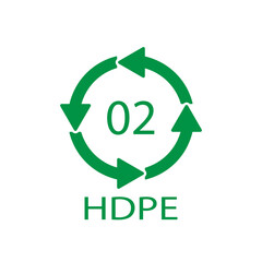 HDPE 02 recycling code symbol. Plastic recycling vector polyethylene sign.