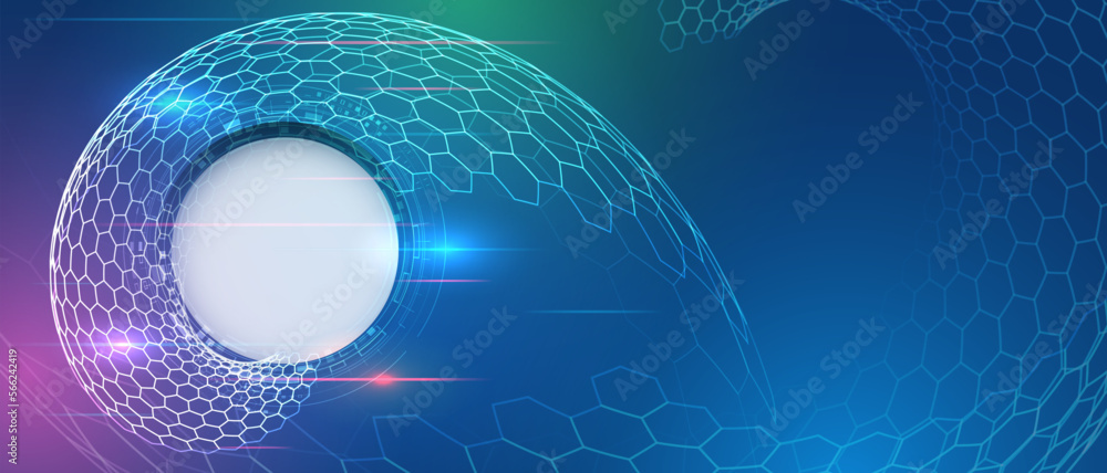 Aufkleber Digital internet communication on blue background. Wide Cyber security internet and networking concept. Hi-tech vector illustration with various technology elements. Abstract global sci-fi concept.