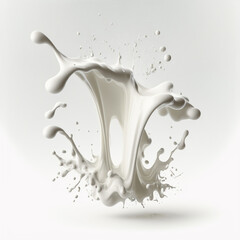 White milk splash isolated on white background, nutrition cream yogurt calcium, AI generated