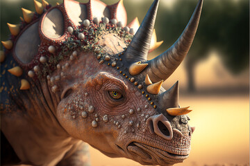 Triceratops illustrations. Generative AI