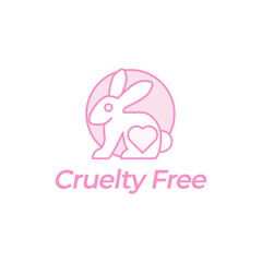 Cruelty free concept logo design with rabbit symbol. Not tested on animals icon. Vector illustration.