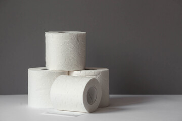 Toilet paper rolls. Hygienic 3-layer toilet paper with fragrance. Softness and tenderness for the skin.