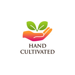 Hand cultivated label icon logo isolated on white background