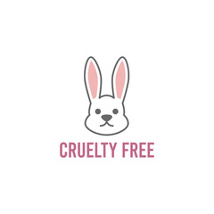 Cruelty free concept logo design with rabbit symbol. Not tested on animals icon. Vector illustration.