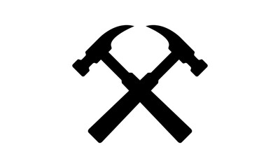 Hammer logo for construction, maintenance, property, home repairing business company. Vector illustration. Suitable for label, name card, branding, identity template