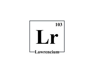 Lawrencium icon vector. 103 Lr Lawrencium