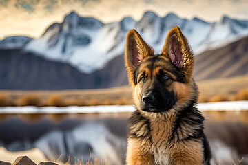 German shepherd puppy. Portrait of a german shepherd dog. Dog portrait