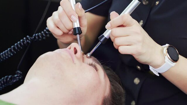 microcurrent procedure in a beauty salon, facial treatments