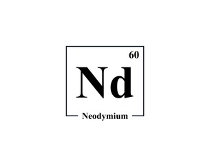 Neodymium icon vector. 60 Nd Neodymium