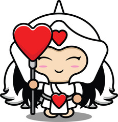 cute love goddess cartoon vector illustration