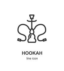 Turkish Hookah Sign Thin Line Icon Emblem Concept. Vector illustration of Oriental Shisha with Smoking Pipe