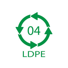 LDPE 04 recycling code symbol. Plastic recycling vector low density polyethylene sign.