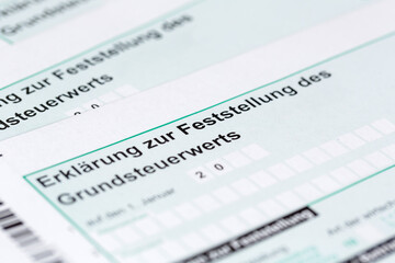 Meldebogen für die Grundsteuer Erklärung Grundsteuererklärung ans Finanzamt in Stuttgart, Deutschland
