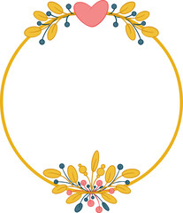 Romantic abstract heart round frame. Decor for greeting card.