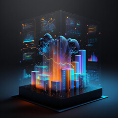 Futuristic and colorful, complex data visualization