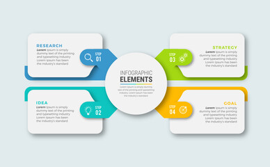 Business infographic template design icons 4 options or steps