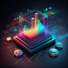 Futuristic and colorful, complex data visualization