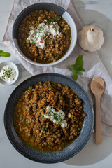 Home made indian Lentil Dal soup on a table