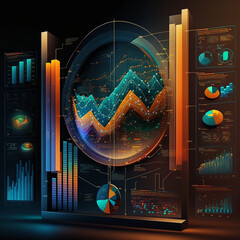 Futuristic and colorful, complex data visualization