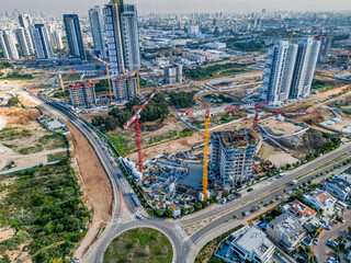 Obraz premium Urban development- City of Bat Yam- Israel- from a birds eye view- drone HD Image